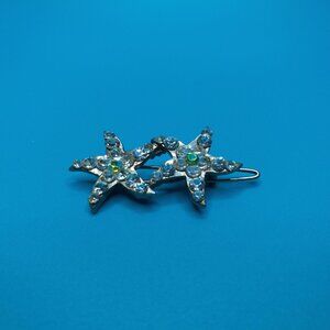 Stars Hair Clip, silver color, white rhinestone, shiny crystals